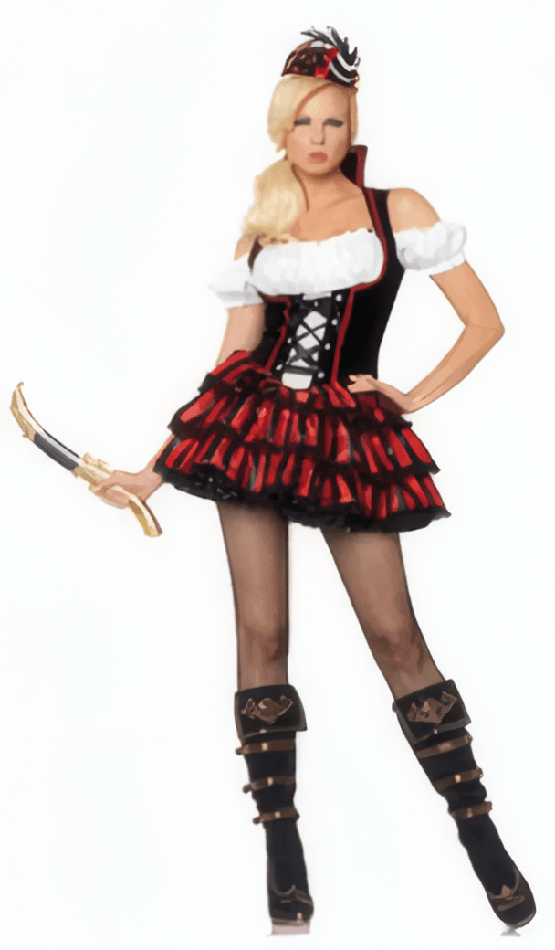 Disfraz de Pirata Negro, Rojo y Blanco